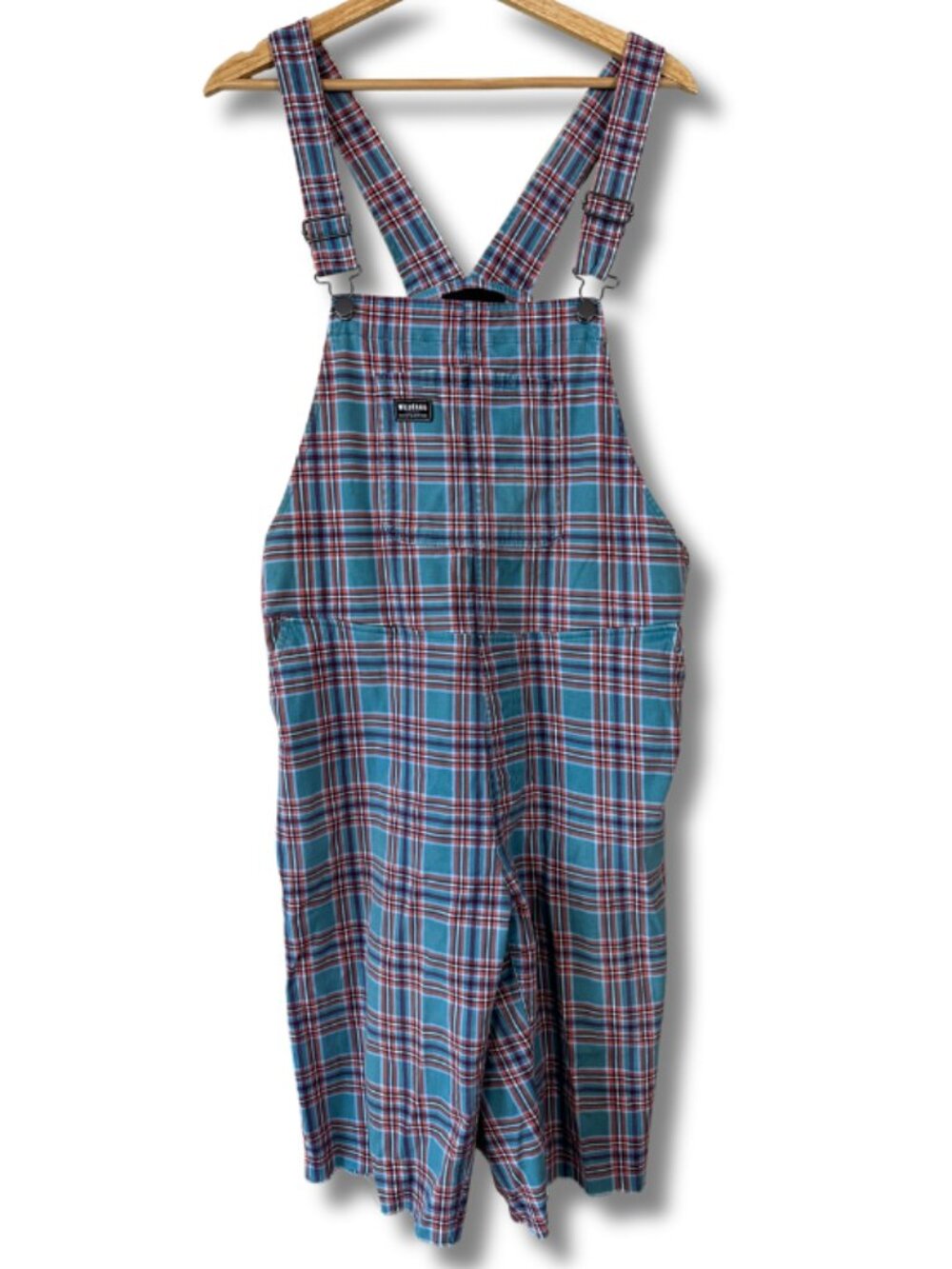 Wildfang Essential Overalls Women’s Large Plaid Shortalls Cut Hem Workwear